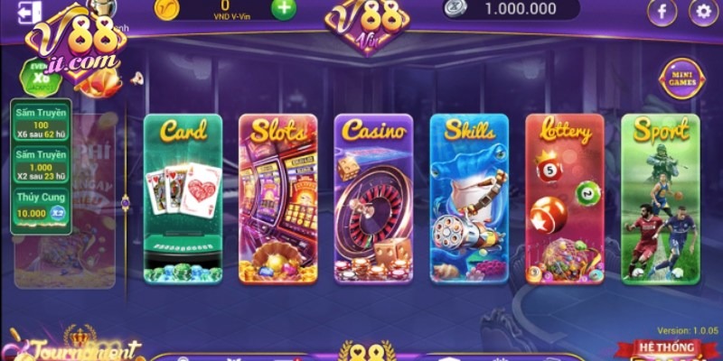 Giao diện Trang chủ V88 hiện đại và dễ sử dụng